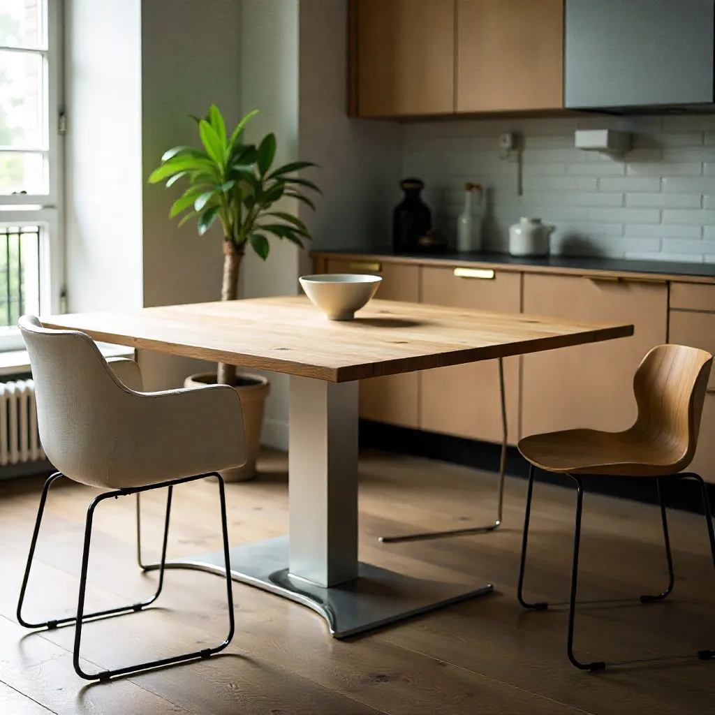 Minimalist metal and sealed wood furniture design